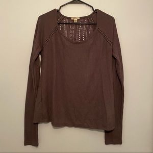 Lucky Brand Long Sleeve Waffle Knit Top